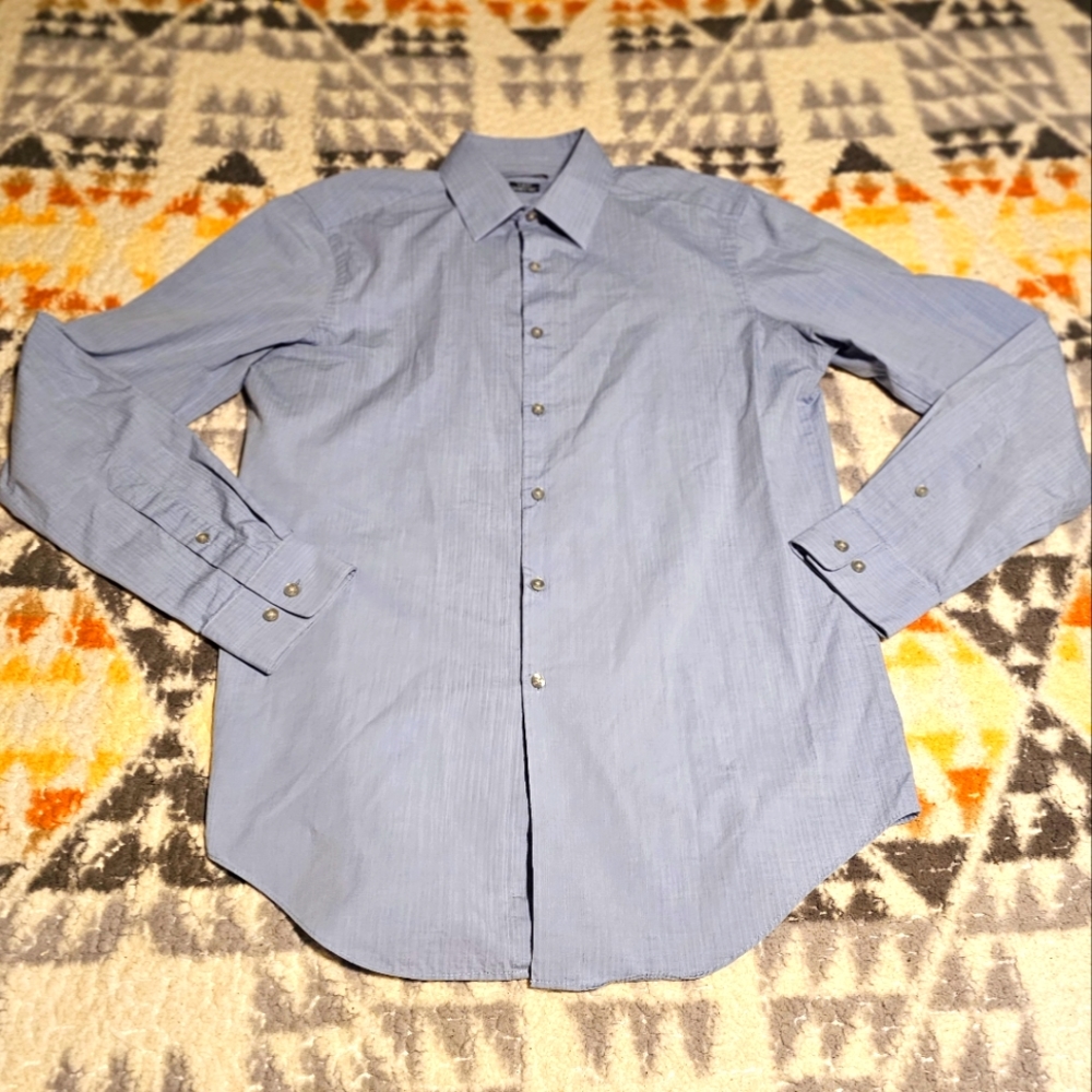 Van Heusen Slim Fit Button Up Sz 15-15 12 ~34/35 Long Sleeve Shirt Formal Dress